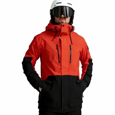 Men's Waterproof Color Block Ski Jacket with Slim Fit